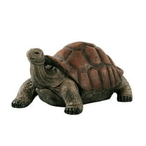 XBrand Brown and Black Concrete/MgO Walking Turtle Statue, Indoor or Outdoor Décor, Garden Décor, Turtle Statuary 16" x 28" x 14"