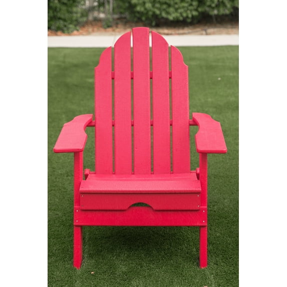 XBrand Foldable Weather Resistant Lawn and Garden Outdoor Adirondack Chair, 37.8 Inch Tall, Red