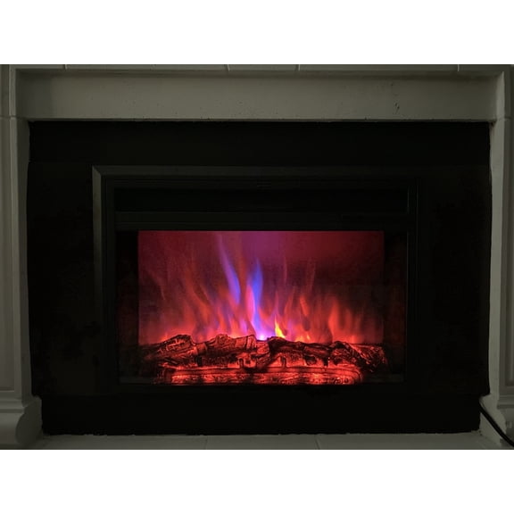 XBrand 28"inch L, Black Electric Fireplace Insert Heater w/ Remote, LED Flame Effect & Temperature Control