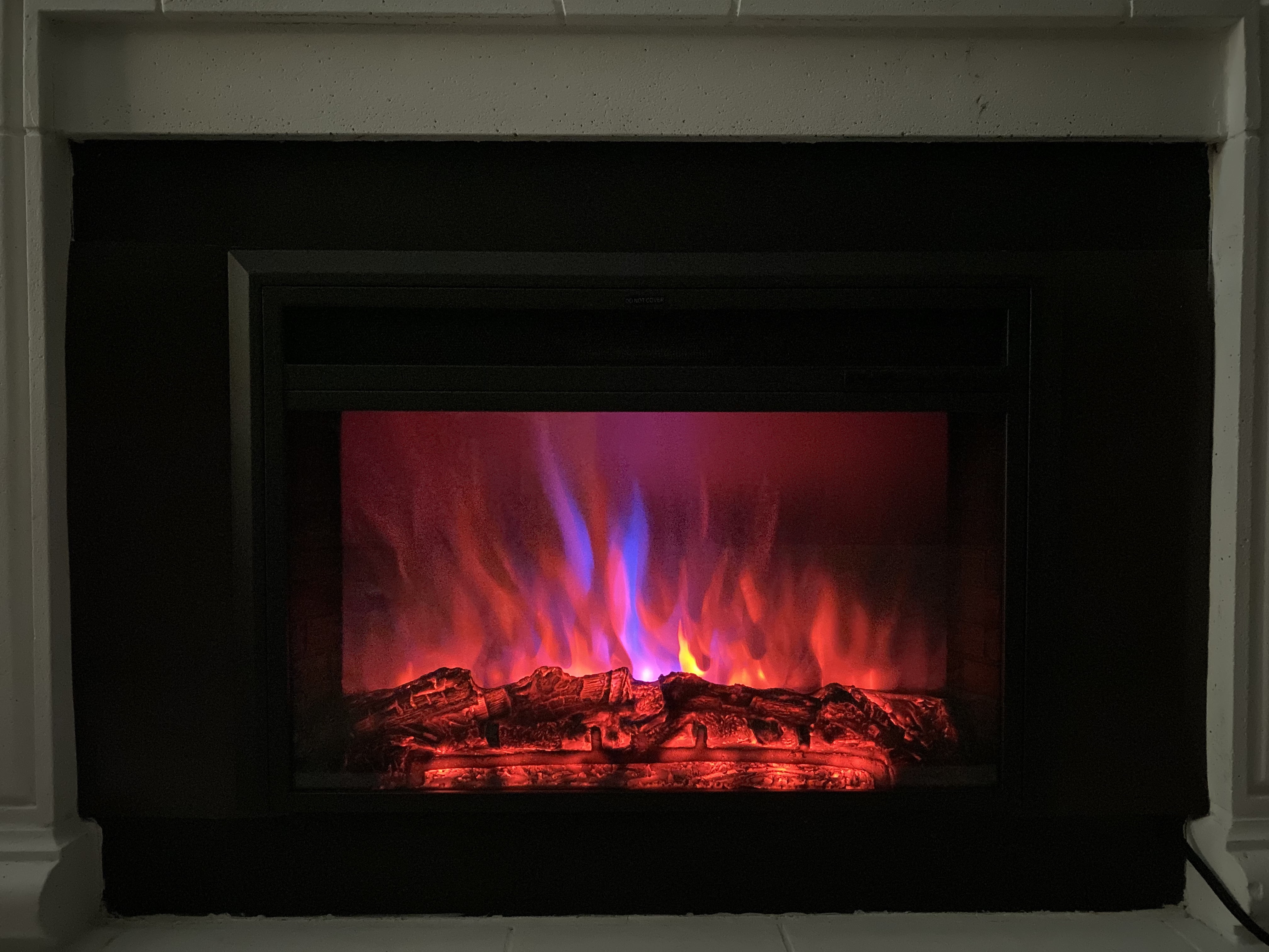 Black Electric Fireplace Insert with Remote Control and LED Flame Effect, 28 Inch