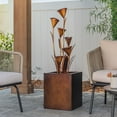 thumbnail image 1 of XBrand Metal Sculptural Multi-tiered Flower Water Fountain, Bronze, 46" Tall, 1 of 13