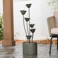 thumbnail image 1 of XBrand Metal Sculptural Multi-tiered Flower Water Fountain, Silver, 35" Tall, 1 of 11