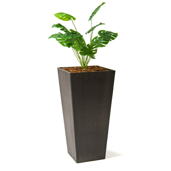 XBrand Modern 28-Inch Square Planter, Modern Tapered Black Planter Perfect for Indoor & Outdoor Planter, Patio Décor, Black