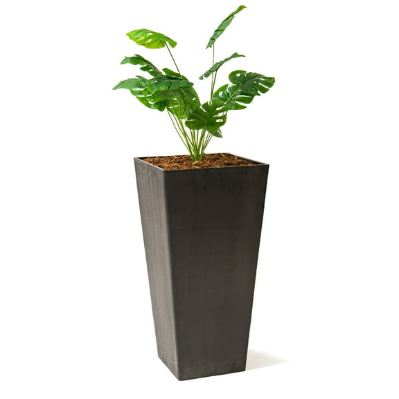 XBrand Modern 30-Inch Tall Square Planter, Modern Tapered Planter Perfect for Indoor & Outdoor Planter, Patio Décor, Black