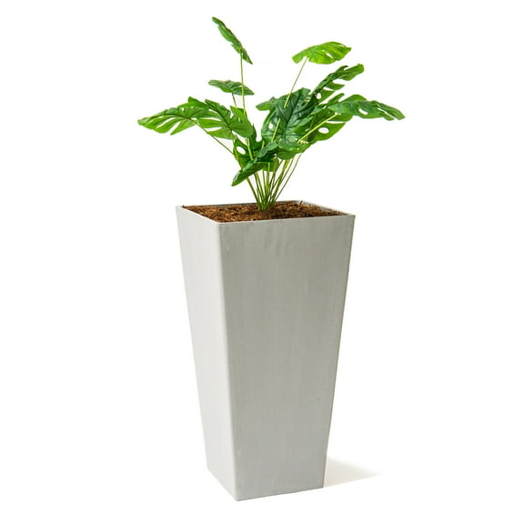 XBrand Modern 30-Inch Tall Square Planter, Modern Tapered Planter Perfect for Indoor & Outdoor Planter, Patio Décor, Gray