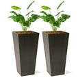thumbnail image 1 of XBrand Modern 30-Inch Tall Square Planter, Modern Tapered Planter Perfect for Indoor & Outdoor Planter, Patio Décor, Set of 2, Black, 1 of 10