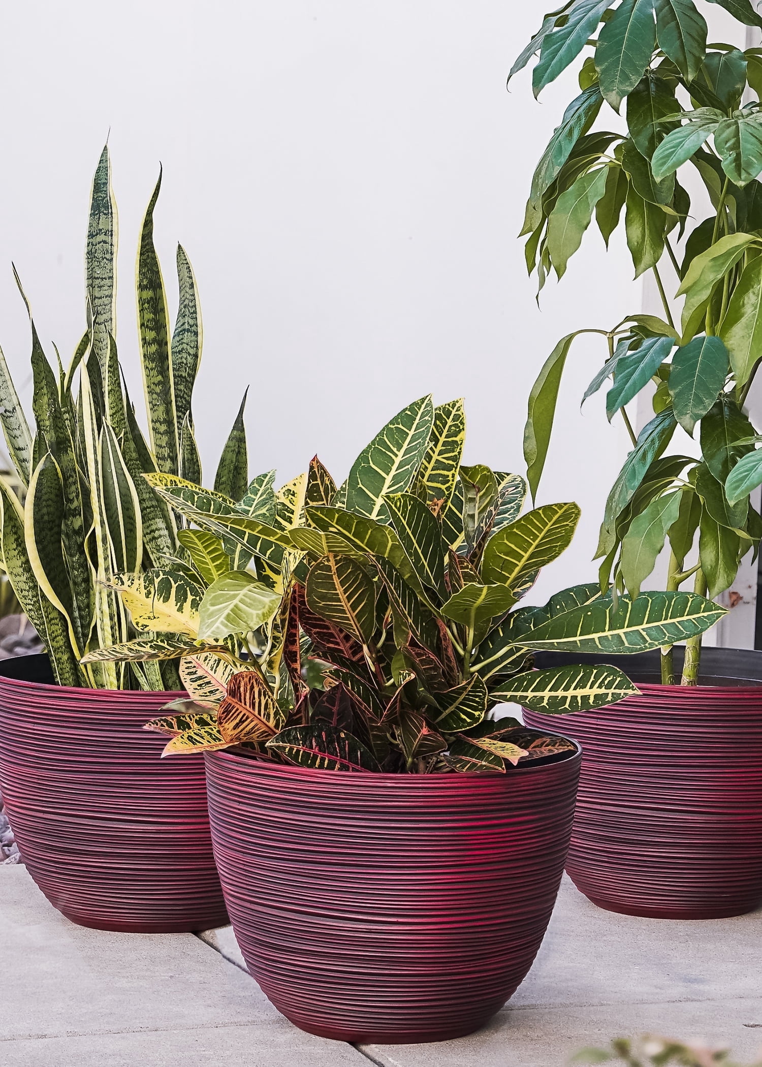 XBrand Modern Nested Round Textured Indoor Outdoor Pot Planter, Set of 3, 12 Inch Tall,