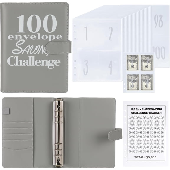 XC 100 Envelopes Money Saving Binder A5 Savings Challenge Book Easy and Fun Way to Save $5,050