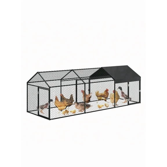 XC  10ft Metal  With Waterproof Cover - Large 120" Walk-In Poultry Cage For Chickens, Ducks, Rabbits (3 Lockable Doors)