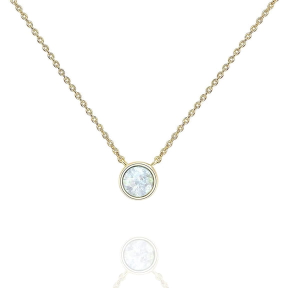 XC 14K Gold Plated Created White Opal Necklace | Opal Necklaces for Women