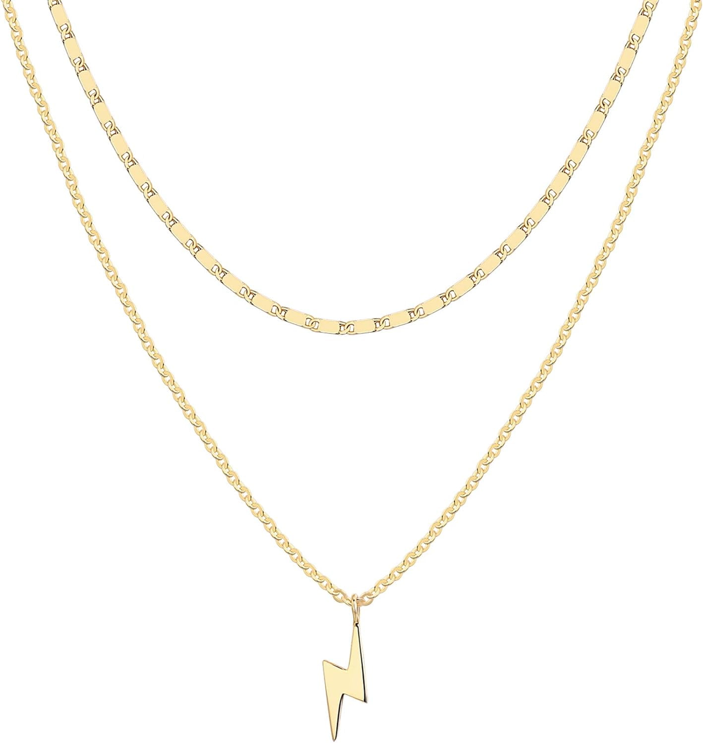 XC 14K Gold Plated Layering Necklaces | Stylish Minimalist Design Pendant Necklaces | Butterfly, Heart, Lock, Evil Eye, Coin, Lightning Bolt, Circle, Cross Pendants for Women - Valentines