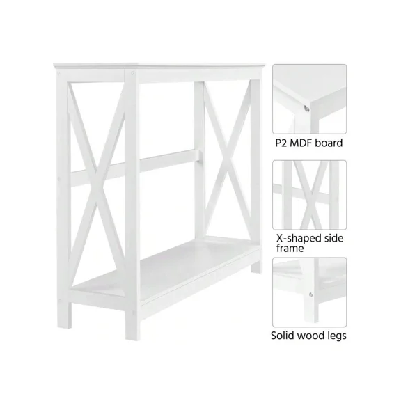 XC 1PC 2-Tier Industrial Narrow Sofa Table Console Table For Entryway Living Room