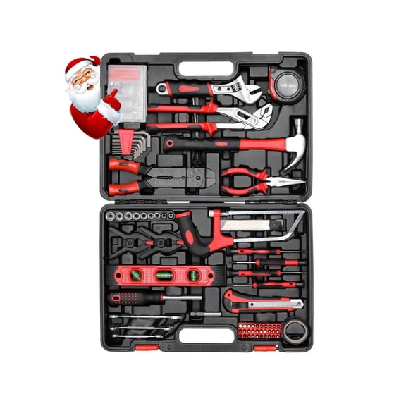 XC 218 Piece Tool Kit, Tool Set Mechanics Kit, Portable Tool Box Set With Saw Adjustable Wrench Drive Socket Combination Wrench, With Plastic Toolbox, Tool Kit For Home Apartment Garage,