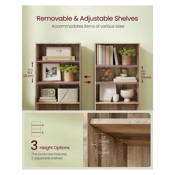 XC 4-Tier Open Bookshelf, Adjustable Storage Shelves, Floor Standing Unit For Modern Home Organization