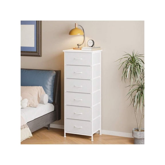 XC  6 Drawers Nightstand For Bedroom, Tall Dresser & Chests Of Drawers, Fabric Dresser For Closet, Bedroom, Night Stand, Storage Tower With Fabric Bins, Bedroom Furniture, Dresser For Bedroom
