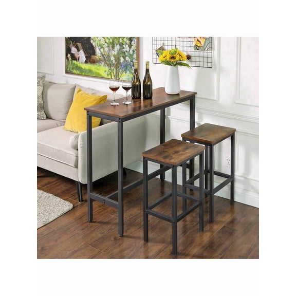 XC  Bar Table, Narrow Long Bar Table, Kitchen Dining Table, High Pub Table, Sturdy Metal Frame, Industrial Design