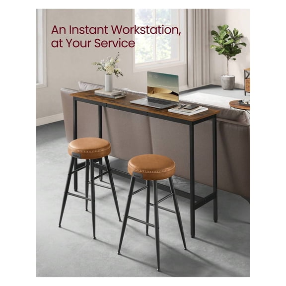 XC  Bar Table, Narrow Long Kitchen Dining Table, Sturdy Metal Frame, Industrial, 15.7 X 55.1 X 35.4 Inches
