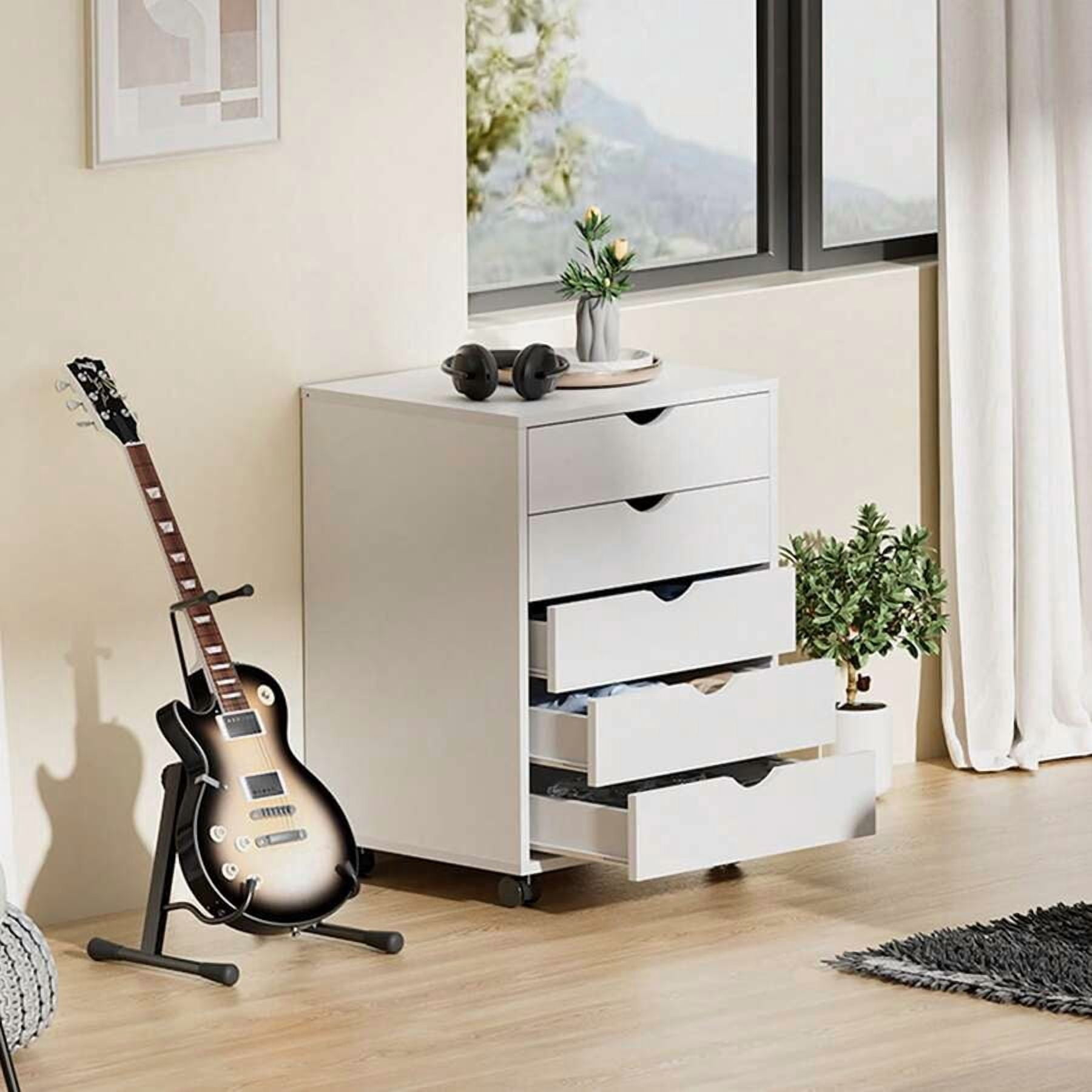 XC Drawer File Cabinet Mobile Vertical Filing Cabinet Storage Dresser With Wheels Rolling Under Desk Printer Stand Organizer For Office Home Bedroom, White Wood,White