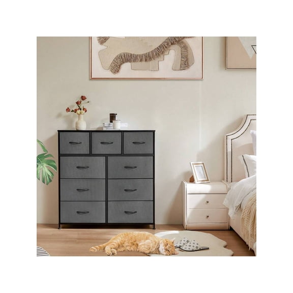 XC Dresser For Bedroom Drawer Dresser Organizer Storage Drawers Fabric Storage Tower With 9 Drawers, Chest Of Drawers With Fabric