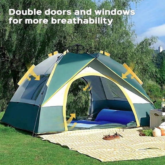 XC Fully Automatic Instant Camping Tent 2-3 Person Lightweight Tent With Dual Doors & Windows, Waterproof & Windproof For Hiking, Hunting, Travel Easy Setup In Seconds