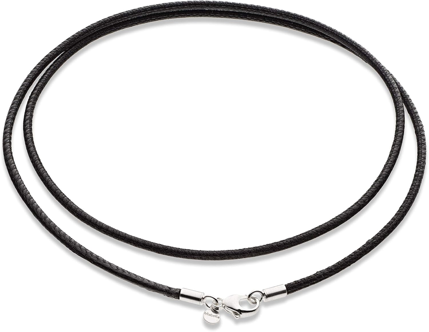 XC Genuine 2mm Black or Brown Italian Leather Cord Chain Necklace for Men Women with 925 Sterling Silver Clasp Made in Italy
