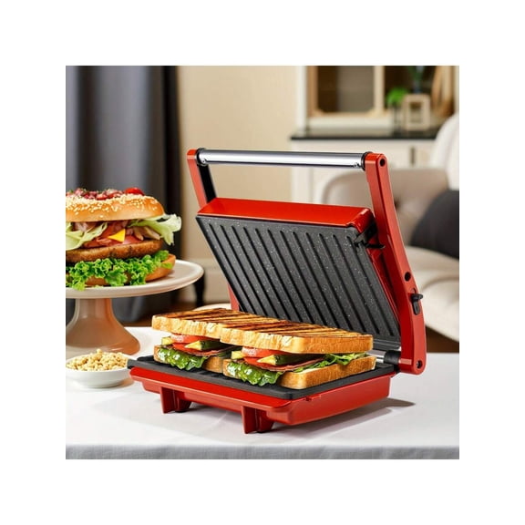 XC Indoor Electric Grill With Temperature Time Setting, Easy To Clean Non-Stick Grates, Top And Bottom Flip-Up Electric Grill Plate, Multi-Purpose Use For Grilling, Sandwiches Suitable