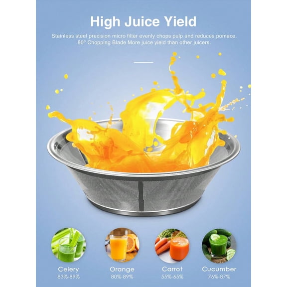 XC Juicer Machine, 500W Centrifugal Juicer Extractor With Wide Mouth 3" Feed Chute For Fruit Vegetable, Easy To Clean, Stainless Steel
