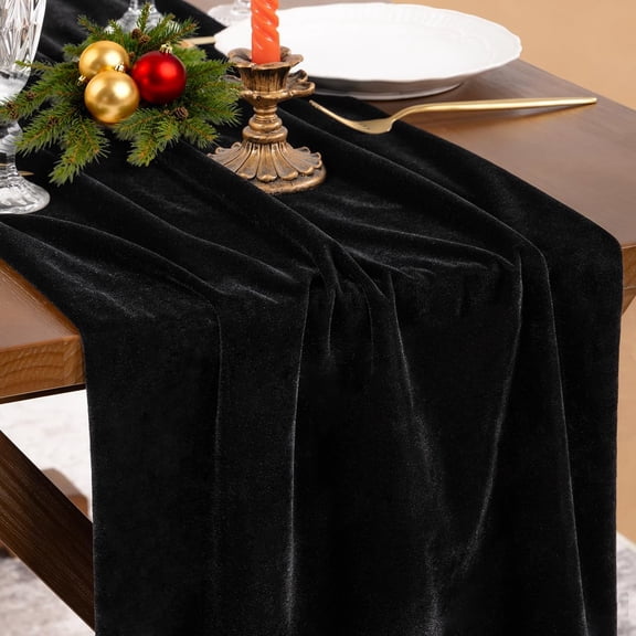 XC Navy Blue Velvet Valentine's Day Table Runner Cloth Decor 20 x 120 Inches Fabric Luxurious Thanksgiving Wedding Runner for New Year Bridal Shower