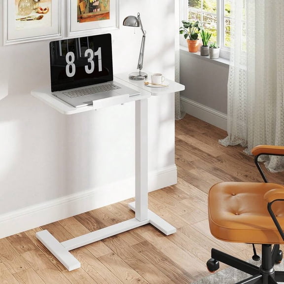 XC Overbed Bedside Table With Wheels, Adjustable Tilt Top Medical Hospital Bed Tables Standing Stand Up Rolling Laptop PC Desks Computer Workstation TV Tray For Bedroom Home Use,