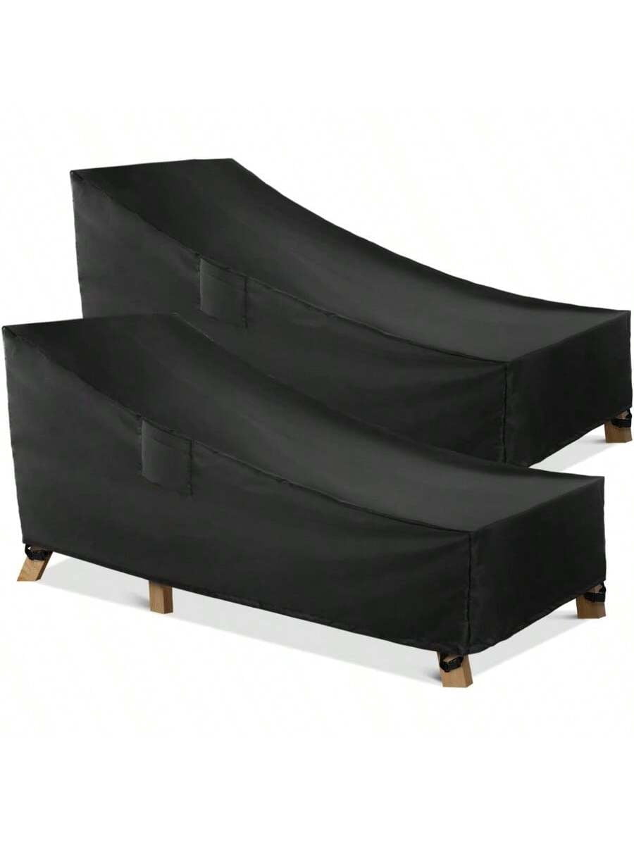 XC  Patio Chaise Lounge Cover Waterproof Heavy Duty Outdoor Lounge Chair Covers Black Durable Patio Furniture Covers 78L X 34W X 32H Inch - 2 Pack