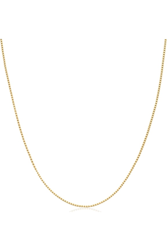 XC Sterling Yellow Gold or Silver Thin 0.8mm Box Chain Necklace