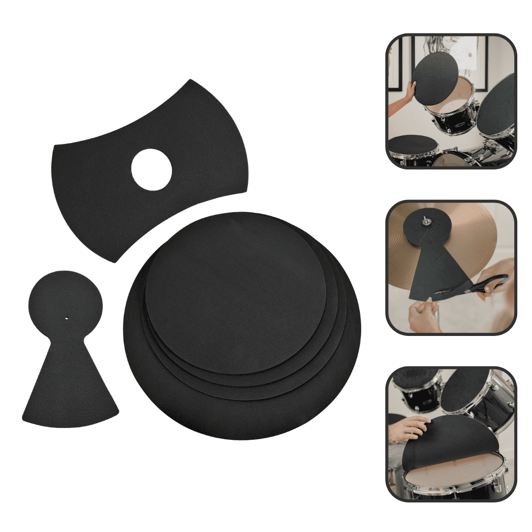 XCEL 6 Piece Foam Drum Mute Pads With Cymbal dampener+ Hi Hats Set - Water Oil Resistance drum pads silencer drum mute pads- Indoor Outdoor Drumming Practice drum dampers Fits 12" 13" 14" 16"