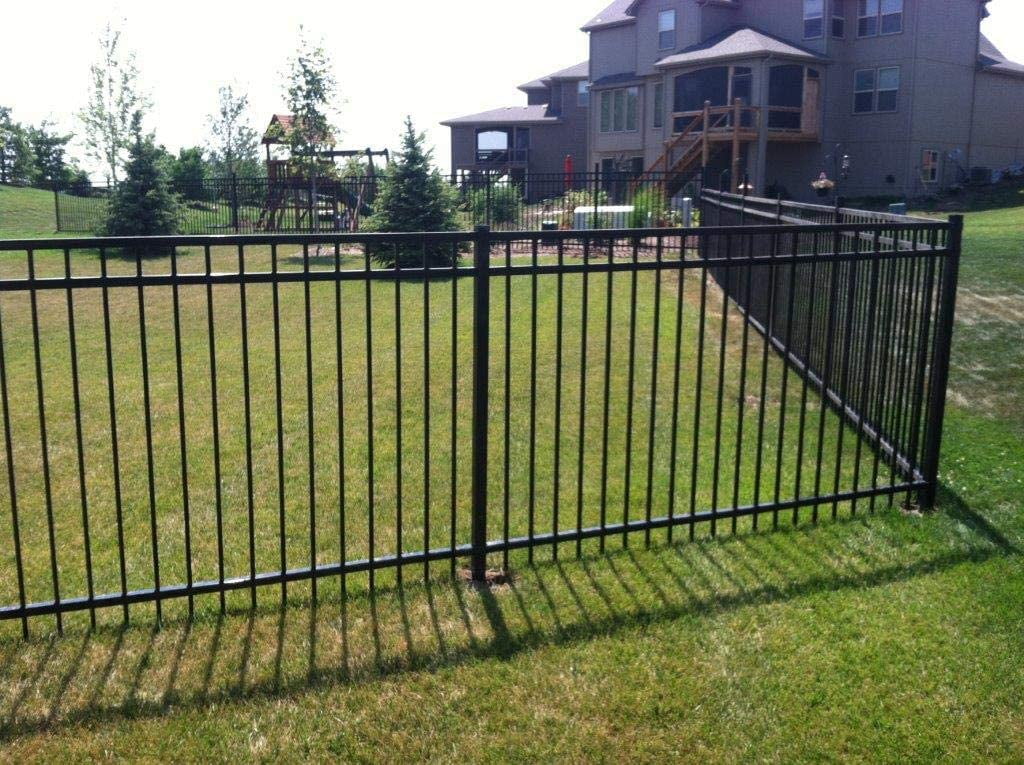 Black Steel 6.5ft x 5ft Anti-Rust Fence Panel with Flat End Pickets