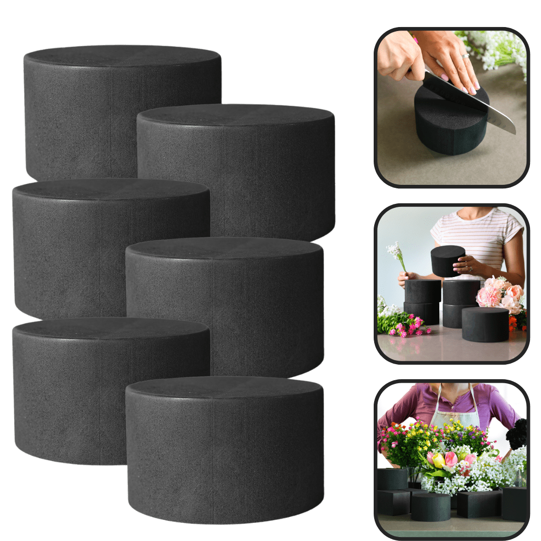XCEL Reusable Round Floral Foam Blocks Pack of 6 Florist Craft