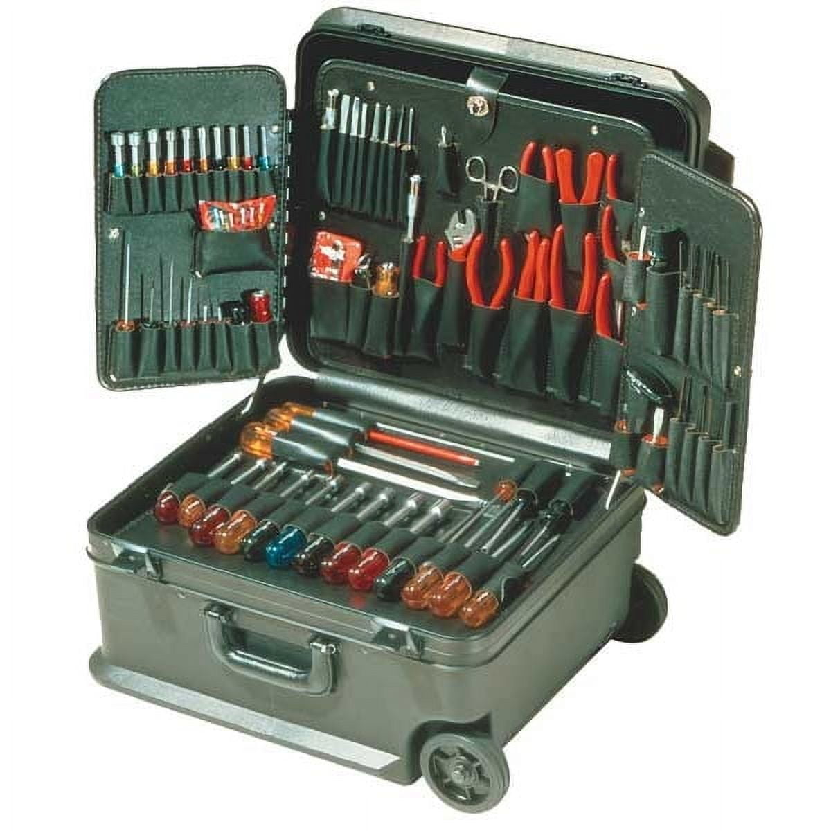 86-Piece Gray and Red Rolling Tool Case with Hand Tools