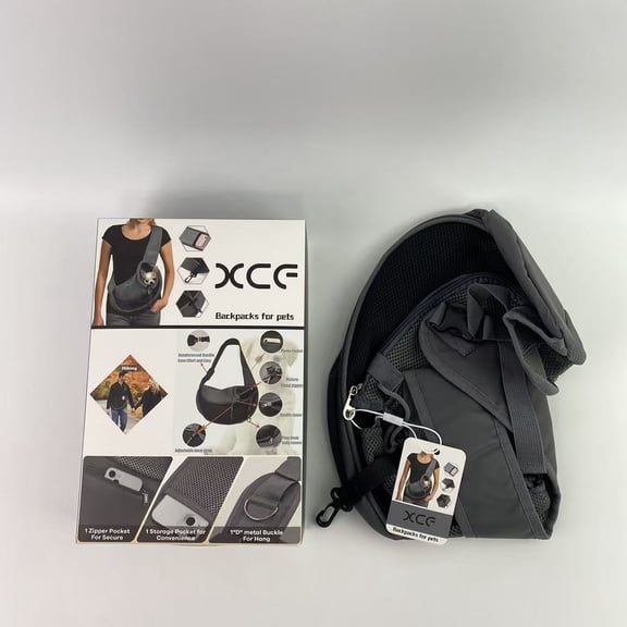 XCF Backpacks for pets,Pet Sling Carrier for Small Dogs & Cats  Hands-Free Puppy Carrier with Safety Hook, Large Zipper Pocket, Soft Breathable Mesh, Adjustable Strap & Reflective Strip