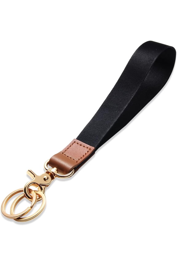 Hand Wrist Lanyard Key Chain Holder, Black Wristlet Strap for Key for Women & Men, Short Keychain Lanyard for Car Key