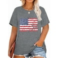 thumbnail image 1 of XCHQRTI 4th of July Plus Womens Tshirt USA American Flag Tee Graphic Short Sleeve, 1 of 7