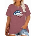 thumbnail image 1 of XCHQRTI 4th of July Plus Womens Tshirt USA American Flag Tee Graphic Short Sleeve, 1 of 3