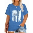 thumbnail image 1 of XCHQRTI 4th of July Plus Womens Tshirt USA American Flag Tee Graphic Short Sleeve, 1 of 6