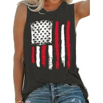 XCHQRTI American Flag Women Tank Tops Graphic 4th of July Sleeveless Summer Tee