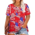 thumbnail image 1 of XCHQRTI American Stars Stripes Women Plus Size Tshirt 4th of July Patriotic Tee Short Sleeve 2x-5x, 1 of 5