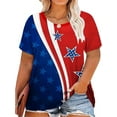 thumbnail image 1 of XCHQRTI American Stars Stripes Women Plus Size Tshirt 4th of July Patriotic Tee Short Sleeve 2x-5x, 1 of 6