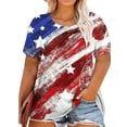 thumbnail image 1 of XCHQRTI American Stars Stripes Women Plus Size Tshirt 4th of July Patriotic Tee Short Sleeve 2x-5x, 1 of 2