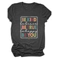 thumbnail image 1 of Anbech Be Kind Women Shirt Letter Graphic Tshirt Inspirational Summer Top Short Sleeve Letter Print Shirt, 1 of 2