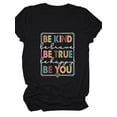 thumbnail image 1 of Anbech Be Kind Women Shirt Letter Graphic Tshirt Inspirational Summer Top Short Sleeve Letter Print Shirt, 1 of 3