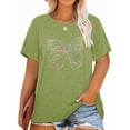 thumbnail image 1 of XCHQRTI Butterfly Graphic Plus T-Shirts Women Graphic Casual Shirt Floral Short Sleeve Tee, 1 of 3