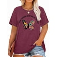 thumbnail image 1 of XCHQRTI Butterfly Graphic Plus T-Shirts Women Graphic Casual Shirt Floral Short Sleeve Tee, 1 of 7