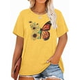 thumbnail image 1 of XCHQRTI Butterfly Graphic Plus T-Shirts Women Graphic Casual Shirt Floral Short Sleeve Tee, 1 of 9