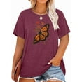thumbnail image 1 of XCHQRTI Butterfly Graphic Plus T-Shirts Women Graphic Casual Shirt Summer Short Sleeve Tee, 1 of 7